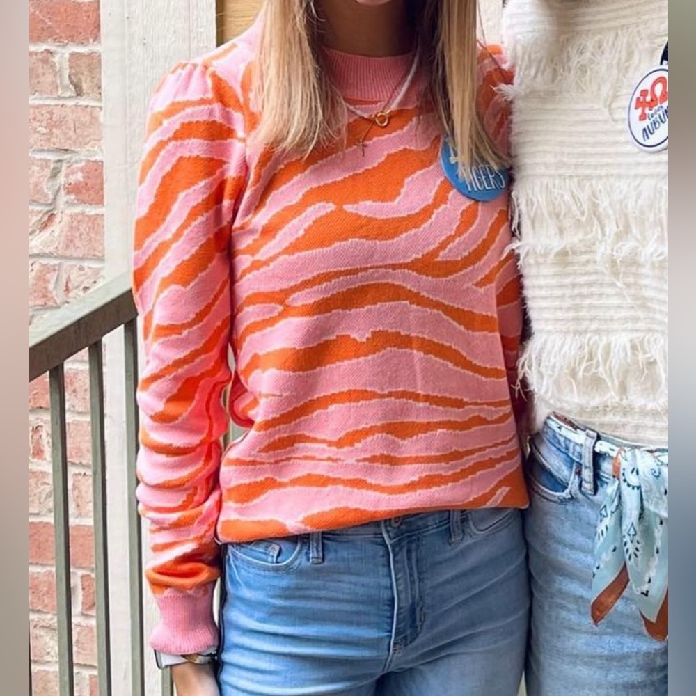 KARLIE zebra puff sleeve sweater